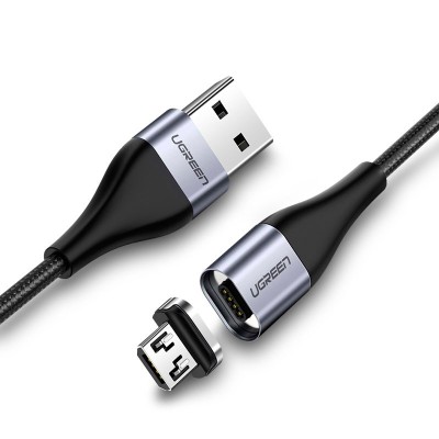 Магнітний кабель Micro USB Ugreen для заряджання і передачі даних (Чорний, 1м)