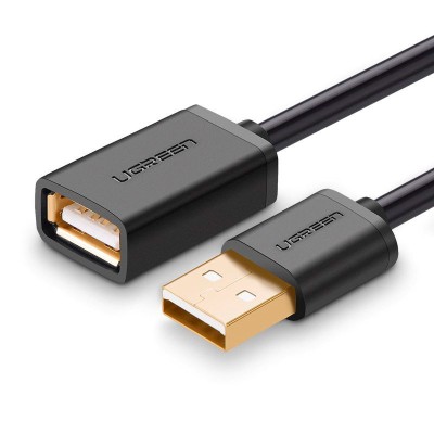 USB кабель подовжувач Ugreen USB 2.0 US103 (AM / AF штекер - гніздо, Чорний, 2м)