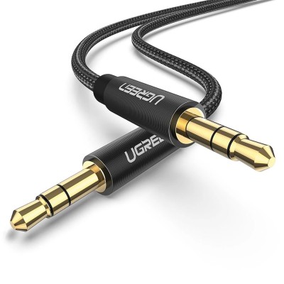 Аудіо кабель AUX 3.5 mm (miniJack) Ugreen AV112 (Чорний, 1м)