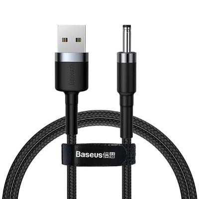 Кабель Baseus Cafule Cable USB 2.0 DC 3.5 mm 2A CADKLF-G1 (Чорний/Сірий, 1м)