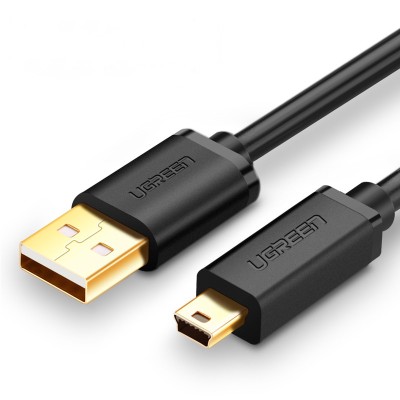 Кабель Mini USB Ugreen US132 для заряджання і передачі даних (Чорний, 0.25м)