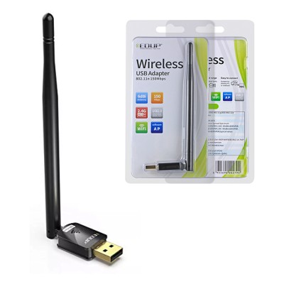 Адаптер бездротової Wi-Fi USB Wifi Edup 802.11n 150Mbps з зовнішньою поворотною антеною (Чорний)