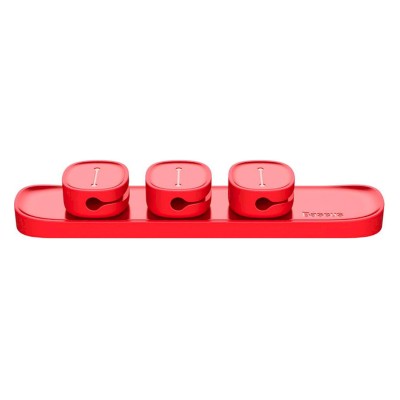 Магнитный органайзер держатель для проводов Baseus Peas Cable Clip ACWDJ-09 (Красный)