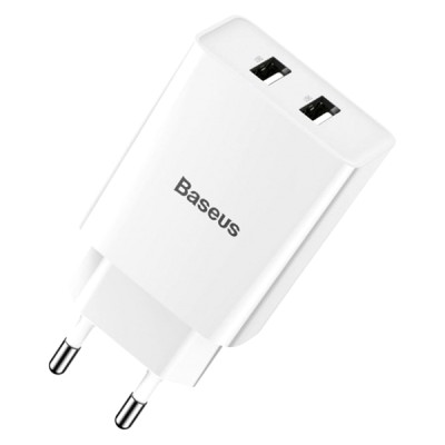 Сетевое зарядное устройство Baseus Speed Mini Dual USB 10.5W CCFS-R02 (Белое)