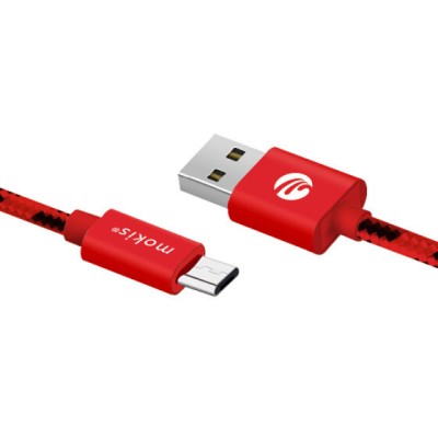 Кабель Micro USB Mokis для зарядки и передачи данных M-K083 (Красно-черный, 1м)