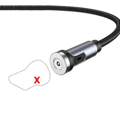 Магнітний зарядний кабель UGreen 540 Degree без наконечника (Чорний, 1м)