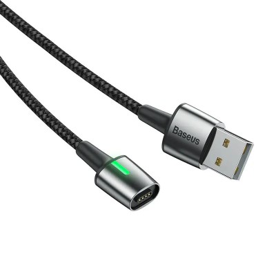Магнітний кабель Baseus для заряджання та передавання даних без наконечника (Чорний, 1м)