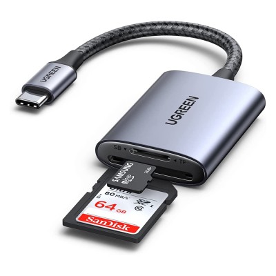Кардридер USB Type-C TF/SD Ugreen CM401 80888 до 2ТБ (Серый)