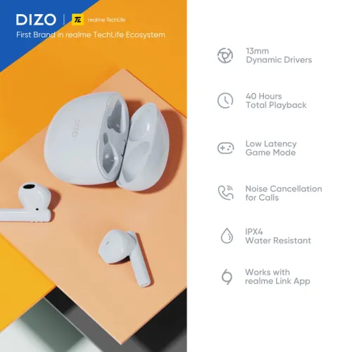 Бездротові TWS навушники Realme Dizo Buds P Bluetooth 5.3 (Сині)