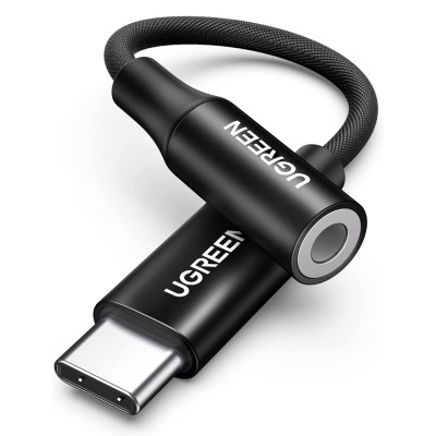 Перехідник USB Type C на 3.5мм Ugreen для навушників з DAC chip AV161 25836 (Чорний)