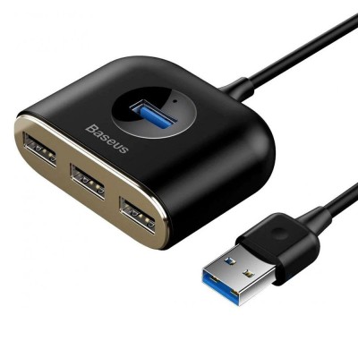 HUB адаптер Baseus Square Round 4in1 USB 3.0 to 1USB 3.0+3 USB 2.0+1micro USB CAHUB-AY01 (Черный)