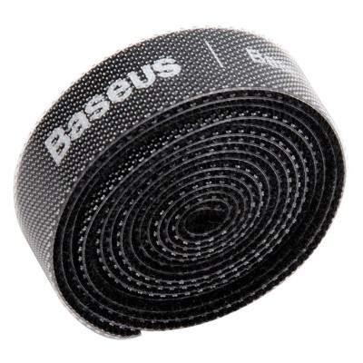 Стяжки для кабелей Baseus Colourful Circle Velcro strap 1m ACMGT-E01 (Черный 1шт, 1м)