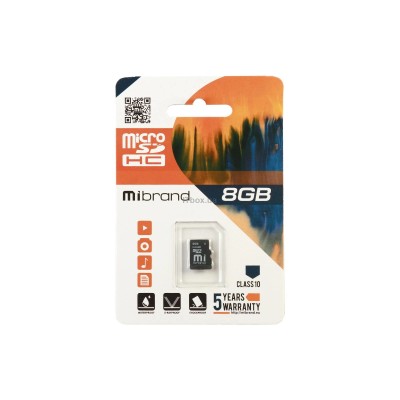 Карта памяти Mibrand 8GB microSDHC class 10 (MICDHC10/8GB)