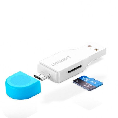 Кардридер USB + Micro USB OTG Ugreen 30358 c поддержкой карт до 128 Гб (Белый)