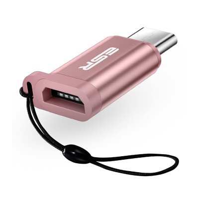 Перехідник Micro USB до USB-C ESR (Рожевий)