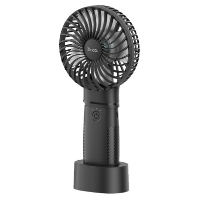Портативный ручной вентилятор Hoco F11 с функцией павербанка и подставкой (Черный)