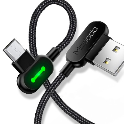 Кабель USB Micro USB Mcdodo з двостороннім USB роз'ємом LED індикацією для заряджання і передачі даних (Чорний, 1.2м)