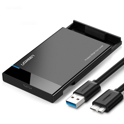 Внешний корпус для жесткого диска Ugreen US221 (HDD/SSD карман) SATA 2.5" USB 3.0 (Черный)