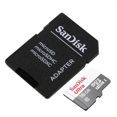 Карта памяти SanDisk microSD Class 10 UHS-I Ultra SDSQUNS-016G-GN3MA (16GB, Class10, UHS-I, 80MB/s)